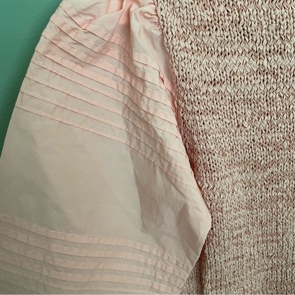 la vie rebecca taylor poplin blouse babydoll top peach pink knit v-neck preppy - Picture 9 of 14